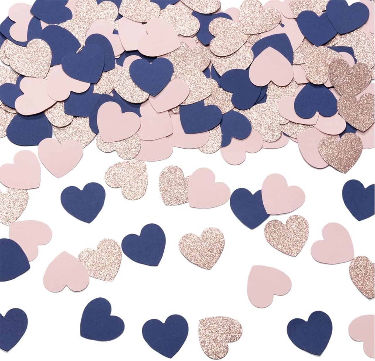 Rose Gold Pink and Royal Blue Heart Confetti Table Decoration for Love Valentine's Day Baby Shower Birthday Wedding Party,1.2 inch in Diameter,200 Counts